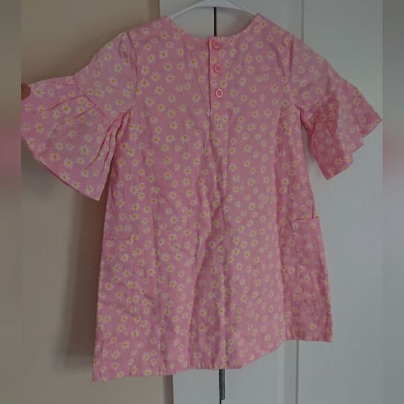 Hanna Andersson Flowers bell sleeve Pink Dress size 5 - Picture 2 of 13
